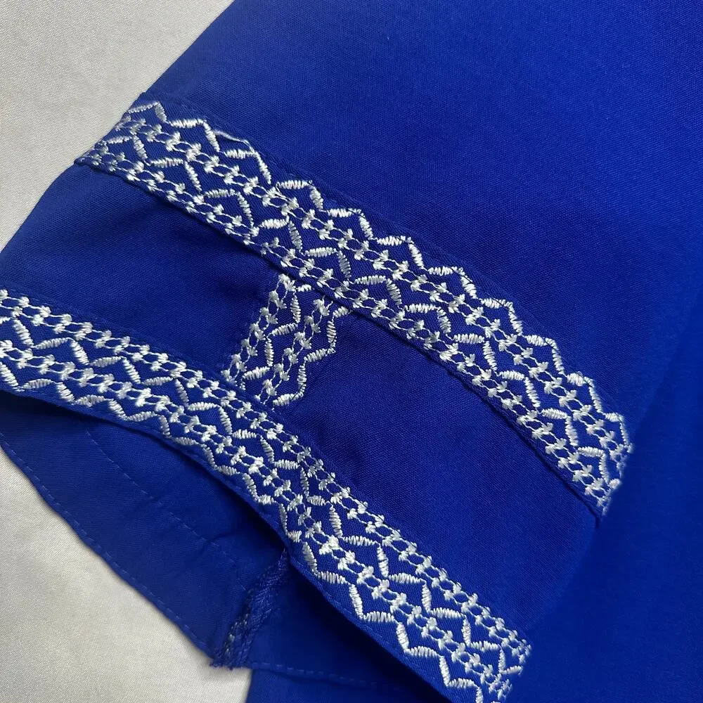 Boho Embroidered Blue Tunic Top 2XL | Festival Peasant Blouse Cottagecore - Picture 8 of 13